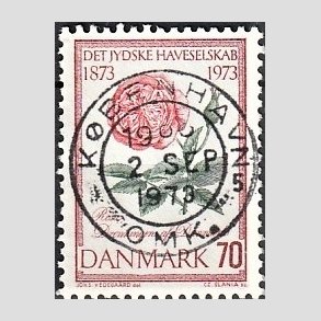 FRIM�RKER DANMARK | 1973 - AFA 546 - Jydske Haveselskab 100 �r - 70 �re rosa/gr�n/r�d - Pragt Stemplet