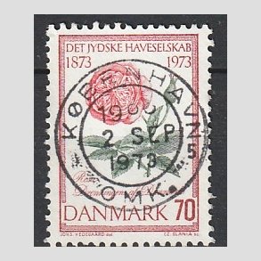 FRIM�RKER DANMARK | 1973 - AFA 546 - Jydske Haveselskab 100 �r - 70 �re rosa/gr�n/r�d - Pragt Stemplet