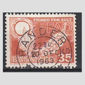 FRIM�RKER DANMARK | 1963 - AFA 412 - FAO anti-hunger - 35 �re brunr�d - Pragt Stemplet