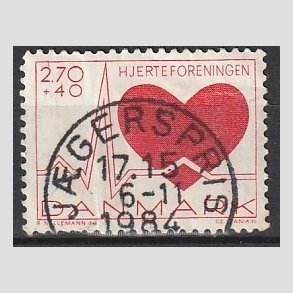 FRIMRKER DANMARK | 1984 - AFA 808 - Hjerteforeningen - 2,70 Kr. + 40 re rd - Pragt Stemplet Jgerspris