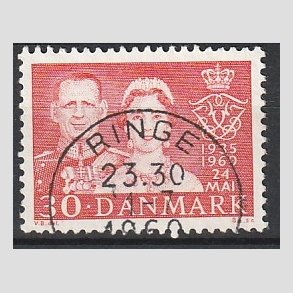 FRIM�RKER DANMARK | 1960 - AFA 384 - S�lvbryllup - 30 �re r�d - Pragt Stemplet Ringe