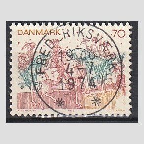 FRIM�RKER DANMARK | 1973 - AFA 554 - Kalkmalerier - 70 �re brunr�d/bl�gr�n/gul - Pragt Stemplet