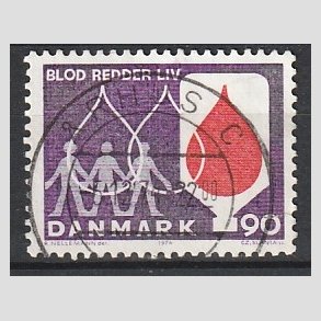 FRIM�RKER DANMARK | 1974 - AFA 558 - Bloddonorsagen - 90 �re violet/r�d - Pragt Stemplet