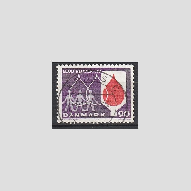 FRIMRKER DANMARK | 1974 - AFA 558 - Bloddonorsagen - 90 re violet/rd - Pragt Stemplet
