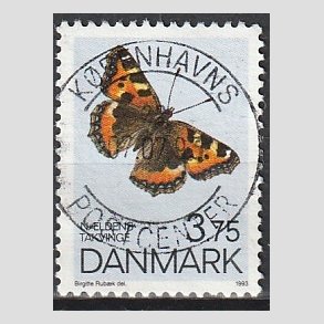 FRIM�RKER DANMARK | 1993 - AFA 1037 - Sommerfugle - 3,75 Kr. flerfarvet - Pragt Stemplet