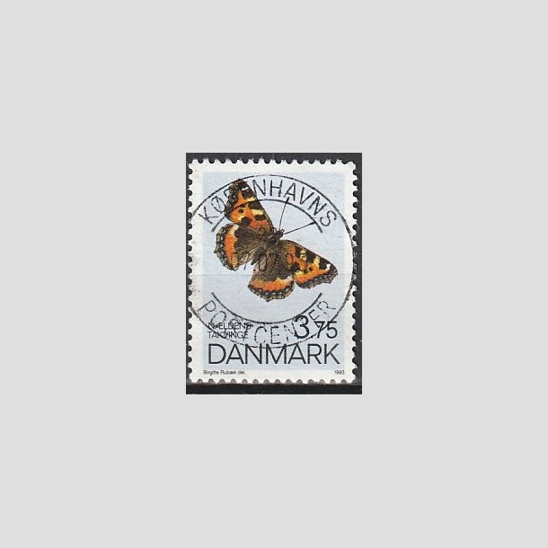 FRIMRKER DANMARK | 1993 - AFA 1037 - Sommerfugle - 3,75 Kr. flerfarvet - Pragt Stemplet