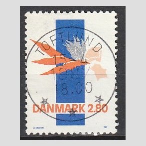 FRIM�RKER DANMARK | 1987 - AFA 877 - Kunst - 2,80 Kr. flerfarvet - Pragt Stemplet