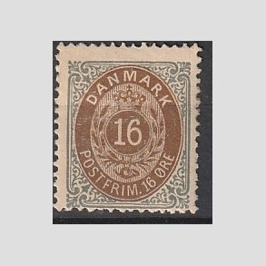 FRIM�RKER DANMARK | 1875 - AFA 27y - 16 �re gr�/brun - Ubrugt