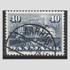 FRIM�RKER DANMARK | 1947 - AFA 304 - Danske jernbaner 100 �r - 40 �re bl� - Pragt Stemplet Aarhus