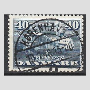 FRIM�RKER DANMARK | 1947 - AFA 304 - Danske jernbaner 100 �r - 40 �re bl� - Pragt Stemplet