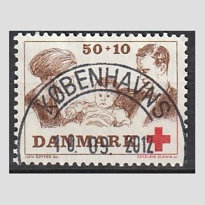 FRIMRKER DANMARK | 1969 - AFA 491 - Dansk Rde Kors velgrendhed - 50 + 10 re brun/rd - Pragt Stemplet