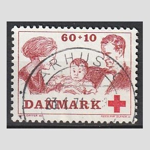 FRIMRKER DANMARK | 1969 - AFA 492 - Dansk Rde Kors velgrendhed - 60 + 10 re brunrd/rd - Pragt Stemplet