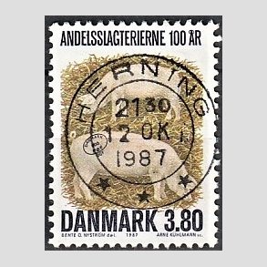 FRIM�RKER DANMARK | 1987 - AFA 886 - Danske Andelsslagterier 100 �r - 3,80 Kr. flerfarvet - Pragt Stemplet