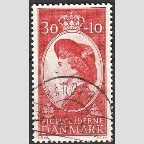 FRIMRKER DANMARK | 1960 - AFA 390 - Dronning Ingrid - 30 + 10 re rd - Pragt Stemplet