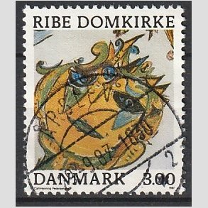 FRIM�RKER DANMARK | 1987 - AFA 879 - Ribe Domkirke - 3,00 Kr. flerfarvet - Pragt Stemplet