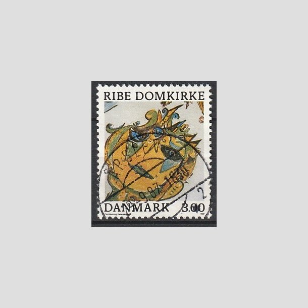 FRIMRKER DANMARK | 1987 - AFA 879 - Ribe Domkirke - 3,00 Kr. flerfarvet - Pragt Stemplet