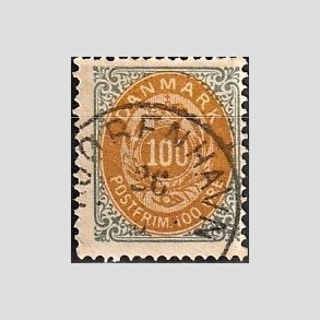 FRIM�RKER DANMARK | 1875 - AFA 31 - 100 �re gr�/gul - Lux Stemplet 