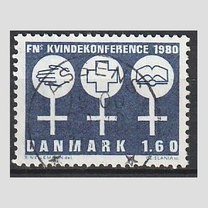 FRIM�RKER DANMARK | 1980 - AFA 697 - FN�s Kvindekonference - 1,60 Kr. bl� - Pragt Stemplet Assens