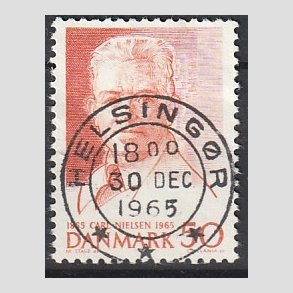 FRIM�RKER DANMARK | 1965 - AFA 435 - Komponist Carl Nielsen - 30 �re oranger�d - Pragt Stemplet Helsing�r