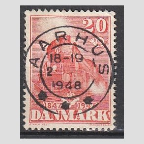 FRIM�RKER DANMARK | 1947 - AFA 303 - Danske jernbane 100 �r - 20 �re r�d - Pragt Stemplet Aarhus