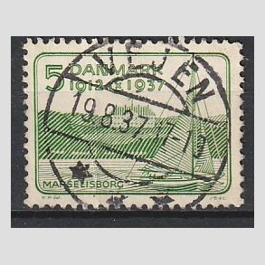 FRIM�RKER DANMARK | 1937 - AFA 239 - Chr. X 25 �re jubil�um 5 �re gr�n - Lux Stemplet 