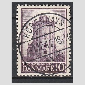 FRIM�RKER DANMARK | 1942 - AFA 273 - Rundet�rn 10 �re violet - Lux Stemplet 