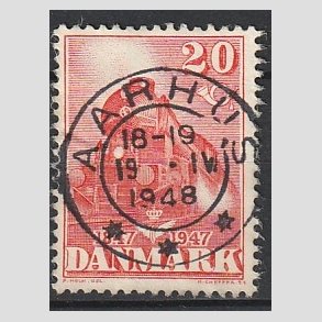 FRIM�RKER DANMARK | 1947 - AFA 303 - Danske jernbane 100 �r - 20 �re r�d - Pragt Stemplet 