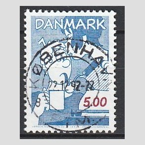 FRIM�RKER DANMARK | 1992 - AFA 1031 - Danske tegneseriefigurer - 5,00 Kr. bl�/r�d - Pragt Stemplet