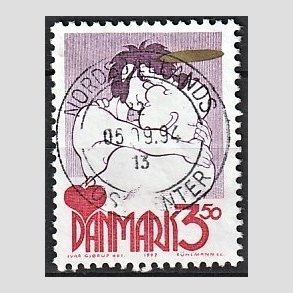 FRIM�RKER DANMARK | 1992 - AFA 1028 - Danske tegneseriefigurer - 3,50 Kr. r�d/gul - Pragt Stemplet