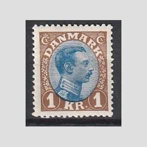 FRIMRKER DANMARK | 1921-22 - AFA 131 - Chr. X 1 Kr. brun/bl Type I - Ubrugt