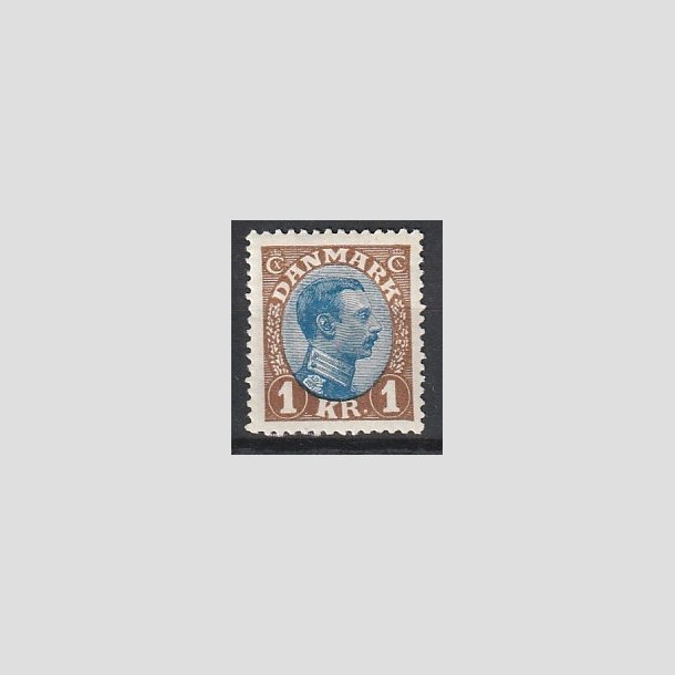 FRIMRKER DANMARK | 1921-22 - AFA 131 - Chr. X 1 Kr. brun/bl Type I - Ubrugt