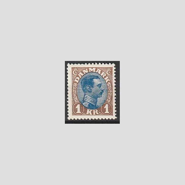 FRIMRKER DANMARK | 1921-22 - AFA 131 - Chr. X 1 Kr. brun/bl Type I - Ubrugt