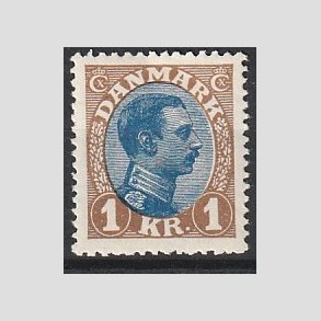 FRIMRKER DANMARK | 1921-22 - AFA 131 - Chr. X 1 Kr. brun/bl Type I - Ubrugt