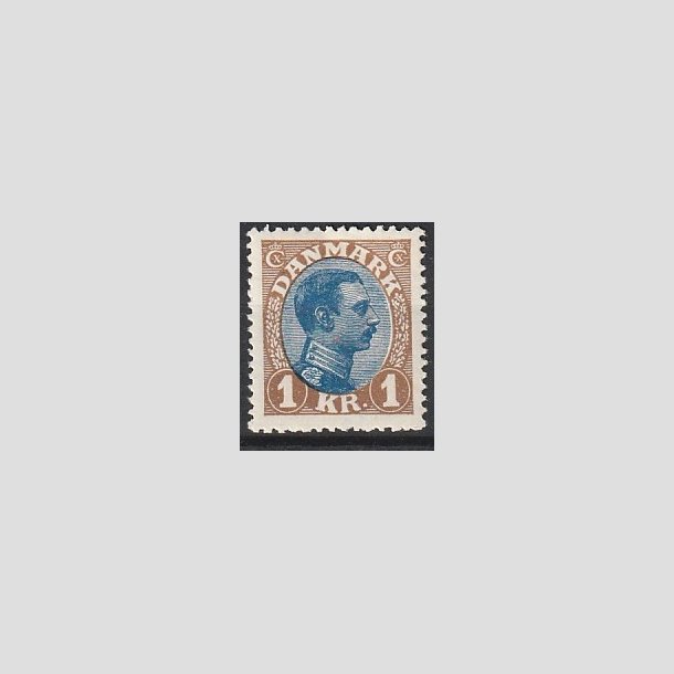 FRIMRKER DANMARK | 1921-22 - AFA 131 - Chr. X 1 Kr. brun/bl Type I - Ubrugt