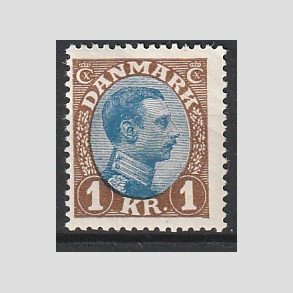 FRIMRKER DANMARK | 1921-22 - AFA 131 - Chr. X 1 Kr. brun/bl Type I - Ubrugt