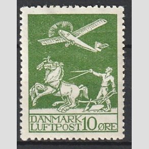 FRIM�RKER DANMARK | 1925 - AFA 144 - Gl. Luftpost 10 �re gr�n - Ubrugt