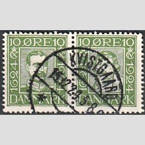 FRIM�RKER DANMARK | 1924 - AFA 132,133 - Postjubil�um 10 �re gr�n i par - Lux Stemplet 