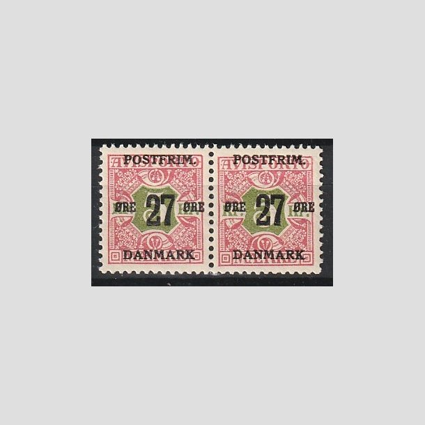 FRIMRKER DANMARK | 1918 - AFA 96 - 27 re/5 Kr. rd/grn i par - Postfrisk