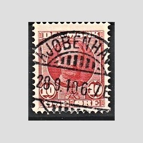 FRIM�RKER DANMARK | 1907 - AFA 55 - 1K - Frederik VIII 10 �re r�d - Pragt Stemplet 
