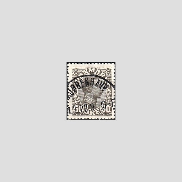 FRIMRKER DANMARK | 1921-22 - AFA 129 - Chr. X 50 re olivengr - Lux Stemplet "KJBENHAVN"