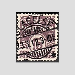 FRIM�RKER DANMARK | 1905-06 - AFA 46 - B�lgelinie 15 �re brunlilla - Lux Stemplet 