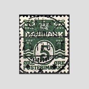 FRIM�RKER DANMARK | 1912 - AFA 64 - B�lgelinie 5 �re m�rkgr�n - Lux Stemplet 