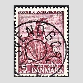 FRIM�RKER DANMARK | 1938 - AFA 249 - Thorvaldsen 5 �re r�dlilla - Lux Stemplet 