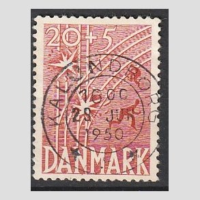 FRIM�RKER DANMARK | 1947 - AFA 300 - Modstandsbev�gelsen - 20 + 5 �re r�d - Pragt Stemplet