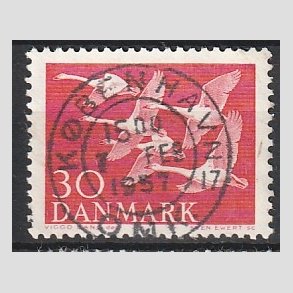 FRIM�RKER DANMARK | 1956 - AFA 367 - Nordens svaner - 30 �re r�d - Pragt Stemplet