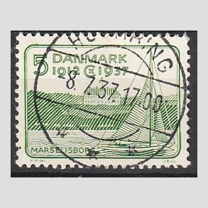 FRIM�RKER DANMARK | 1937 - AFA 239 - Chr. X 25 �re jubil�um 5 �re gr�n - Lux Stemplet Hj�rring