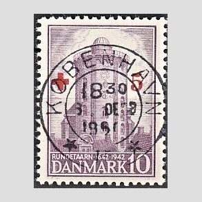 FRIM�RKER DANMARK | 1944 - AFA 283 - R�de Kors provisorium - + 5/ 10 �re violet - Pragt Stemplet K�benhavn