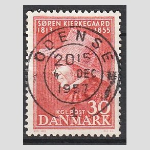 FRIM�RKER DANMARK | 1955 - AFA 365 - S�ren Kierkeghaard - 30 �re r�d - Pragt Stemplet