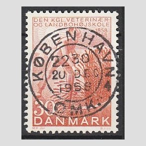 FRIM�RKER DANMARK | 1958 - AFA 372 - Landboh�jskolen 100 �r - 30 �re r�d - Pragt Stemplet K�benhavn