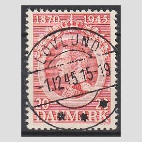 FRIM�RKER DANMARK | 1945 - AFA 291 - Chr. X 75 �r 20 �re r�d - Pragt Stemplet Lovlund
